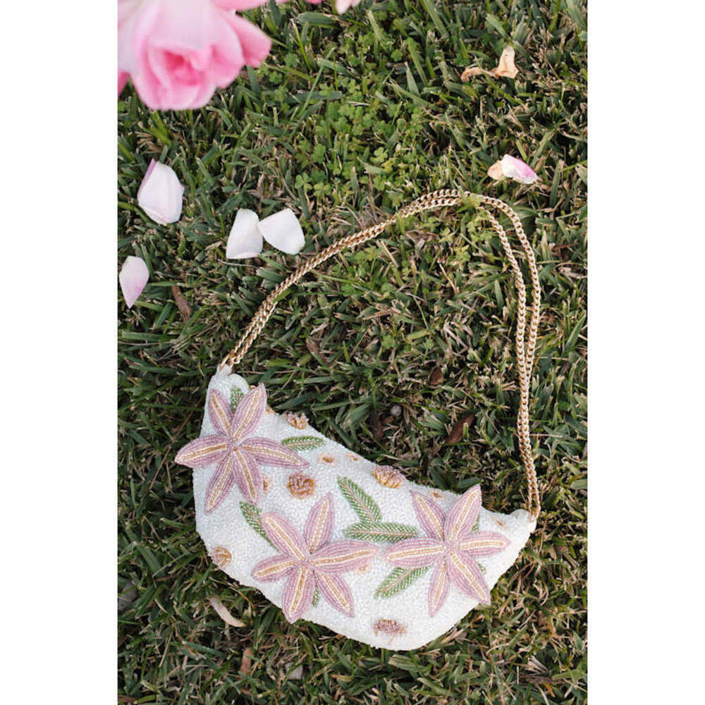 Lulus Eira White Multi Beaded Floral Shoulder Bag - Size One Size